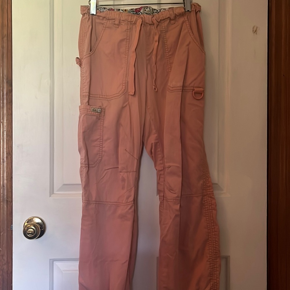 XS REGULAR orange Koi scrub pants.